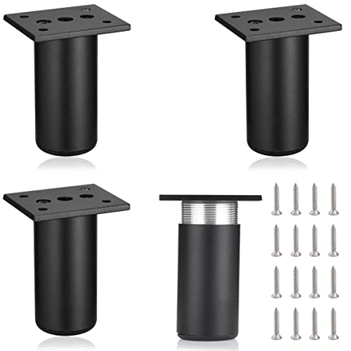 MixDora 4Pcs Adjustable Furniture Legs Black Metal Sofa feet Aluminum Alloy Couch Legs Wardrobe Foot Bed Feet Furniture Replacement Legs