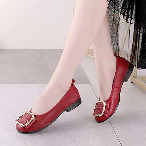 Ballerines cuir véritable mode boucle métal souple plat escarpins ANUFER