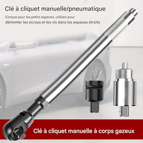 Jeu de clès à cliquet pour atteindre les espaces restreints sans effort - 3