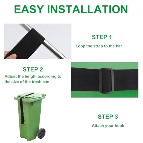 Image of 4Pcs Trash Can Lid Locks,Universal Adjustable Garbage Can Locks,Trash Can Locks Outdoor Bear Proof Trash Can Strap for Animals, Squirrels, Dogs, Raccoons, Locking Garbage Can During Strong Winds