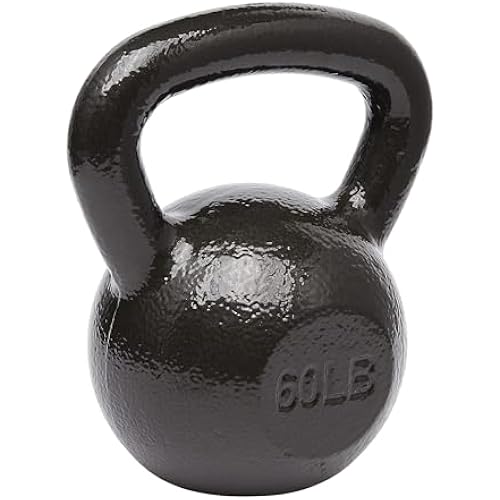 Amazon Basics Cast Iron Kettlebell for Strength Training, Textured Wide Handle, Black