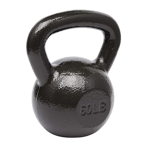 Amazon Basics Cast Iron Kettlebell for Strength Training, Wide Handle, 60 Pounds, Black by Amazon Basics - Used condition - US$79.34