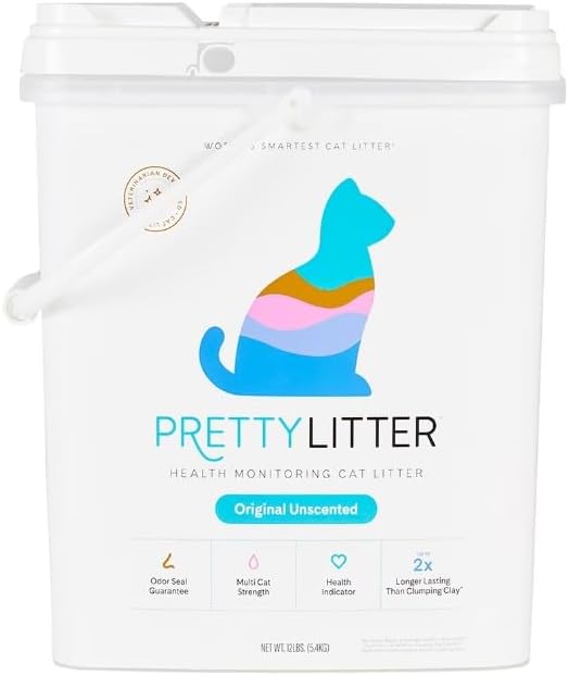 Pretty~Litter 12 Lb Health Monitoring Cat Litter, Non~Clumping Crystals, Odor Control, Lightweight, Unscented, Long~Lasting, Urinary Health Detection, Easy Maintenance, Multi-Cat Friendly ~ (12 Lbs).