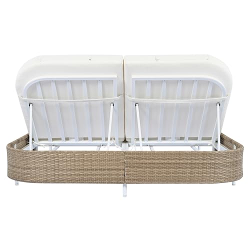 image for Merax Outdoor Daybed,Patio Rattan Daybed with Adjustable Backrest,Pati