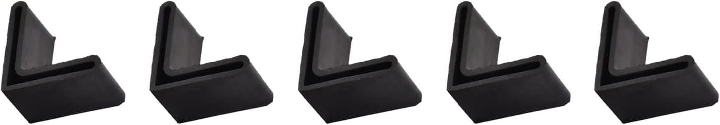 METALLIXITY Furniture Angle Iron Foot Pads40mm/1.57" 5Pcs, Rubber L Shape Foot Covers - for Furniture Feet Shelves Leg Protectors, Black