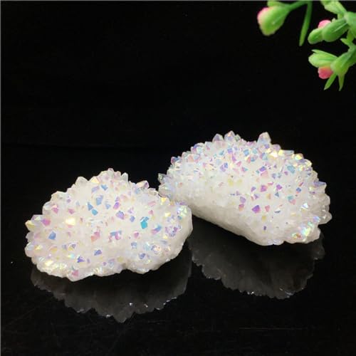 Cristal de roche blanc en cluster titane, cadeau idéal géode quartz