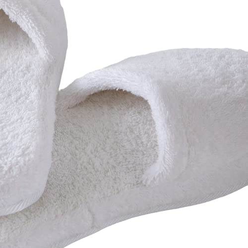 Turkishtowels Luxury 100% Cotton Terry Spa Slippers In White - Large #TOP5