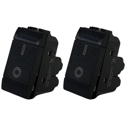 2 Pezzi Prese Interruttore Bipolare - 16A, 250V - Compatibili con Bticino Living Light e Living International - Design Funzionale per la Casa e l'Ufficio (2 Pezzi Interruttore Bipolare, Nero)