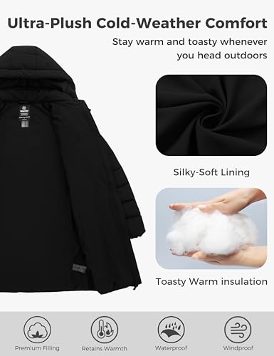 wantdo Women's Puffer Jacket Warm Padded Winter Coat Long Quilted Jacket (Available in Plus Size)4