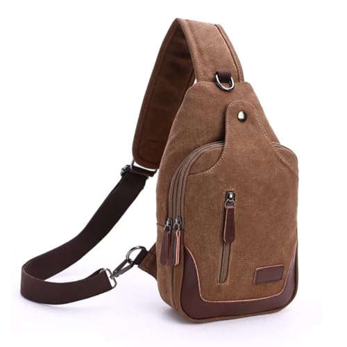 Canvas Sling Bag for Men Crossbody Chest Bag Casual Daypack Rucksack Small Crossbody Backpack with Adjustable Strap