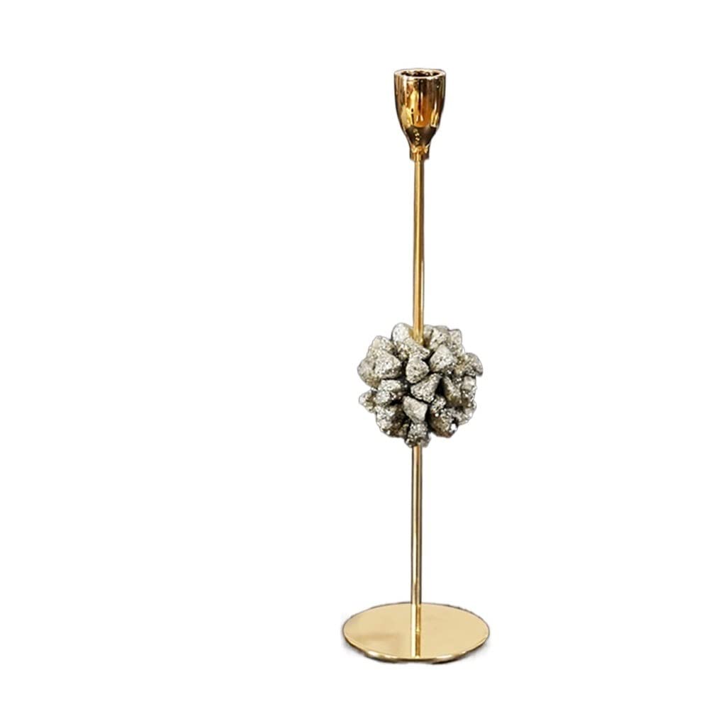 Bougeoir en métal doré pour décoration de table de fête