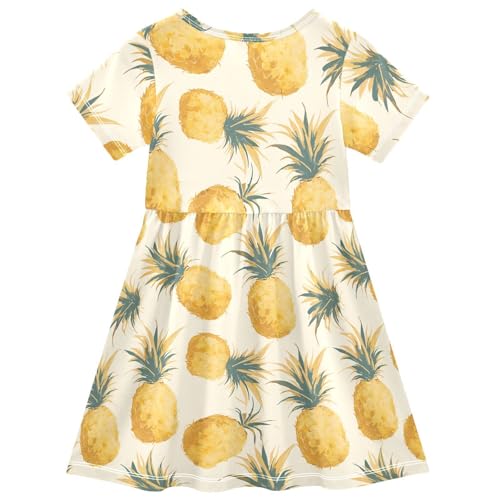 FRODOTGV Yellow Pineapples Girls Princess Dresses Short Sleeve Fashion Mini Dress for Children Girls2