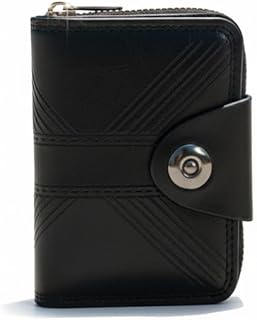 Men's Leather Wallet with Stylish Colors – Compact Design with Zipper and Metal Snap – Multi-Slots for Cash and Cards – Modern Design Perfect for Daily Use or Travel (Black)