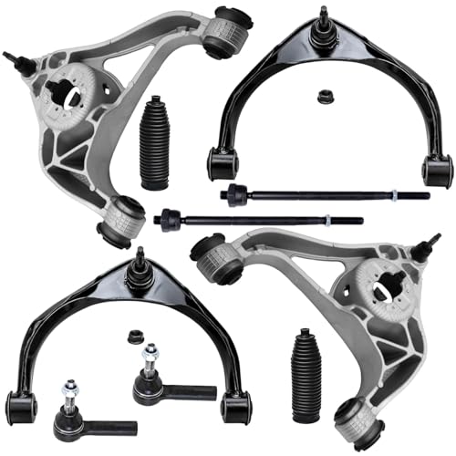 Image of Detroit Axle - RWD 10pc Front End Kit for 2013-2018 Ram 1500, 2019-2024 1500 Classic [with Front Coil Springs], 4 Lower Upper Control Arms with Ball Joints 4 Inner Outer Tie Rods 2 Boots Replacement