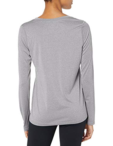 Hanes Women's Sport Cool Dri Performance Long Sleeve V-Neck Tee, Granite Heather, Large
