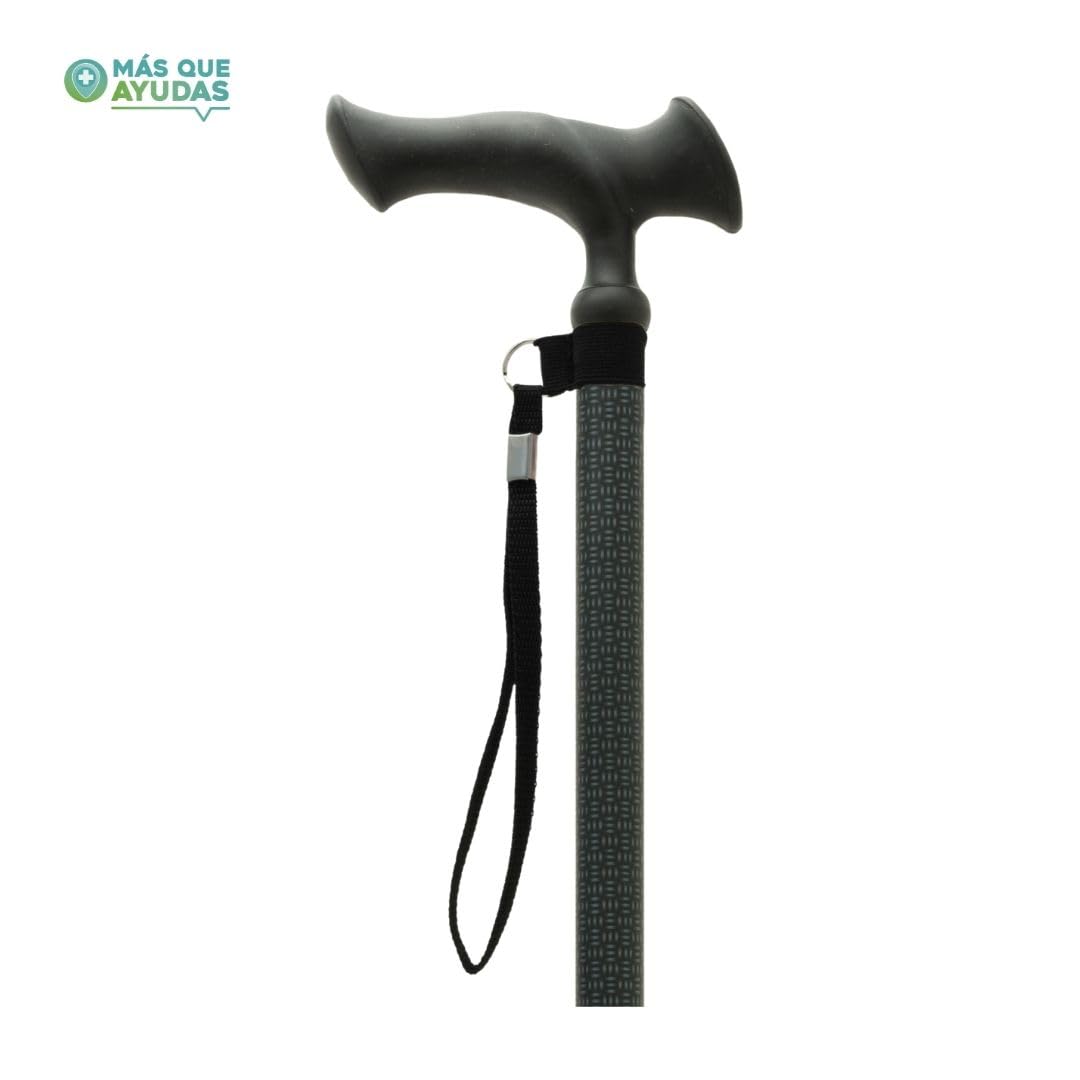 Bastón para Mayores y Adultos Ergo, Aluminio, Extensible y Portátil, Altura Ajustable 76-99 cm, Puño Ergonómico, Bastón para Caminar y Pasear, 300 g