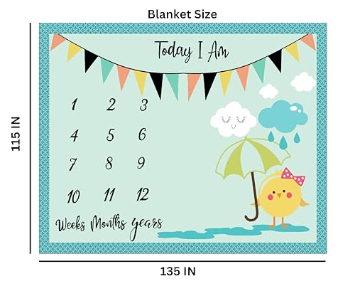 Image of NEW COMERS Milestone Baby Blanket for All Season, Multiuse Cotton Blanket & Prop for Summer /Winter /Ac Room, Blankets for Kids /New Born Monthly Photoshoot, Thread Count (80 /153) 135x115x2cm | 521