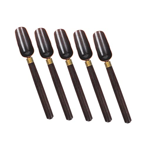 PRETYZOOM Retro Style 5pcs Blackcopper Tea Spoon Set Long Handle Teaspoons for Tea Ceremony