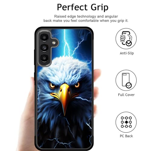 ZQLPLZR for Galaxy S24 FE Case,Tire Anti-Skid Edges Cute Design Shockproof Bumper Full Protection Back Cover for Samsung Galaxy S24 FE 6.7" 2024,Bald Eagle with Lightning - image 7