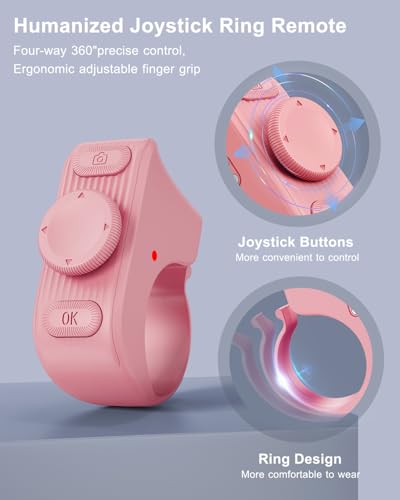 Image of [New Upgrade, Easy to Use] TikTok Scrolling Ring Remote Control, Camera Shutter Remote, Wireless Bluetooth Scrolling Ring for iPhone, iPad, iOS, Android - Light Pink