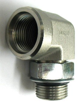 AF 6815-04-04-1/4 Male O-Ring Boss (7/16''-20 Threads) X 1/4 Female O-Ring Boss (7/16''-20 Threads) 90 Elbow