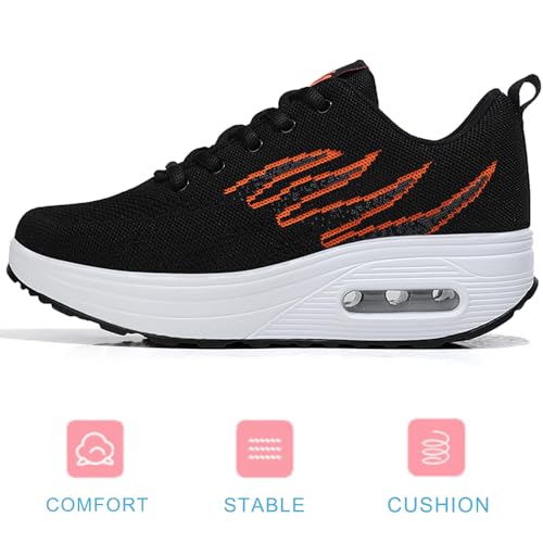 Image of RUIDENG Platform Sneakers for Women Air Cushion | Walking Shoes Women Comfortable All Day | Thick Rocker Bottom