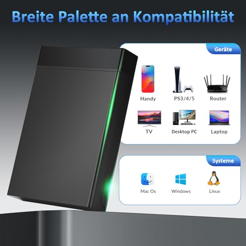 Amtake Festplatten Docking Station, USB3.0 SATA HDD Dockingstation für 2,5 und 3,5 Zoll SATA HDD/SSD, 5Gbps Festplatten Adapter Unterstützt UASP