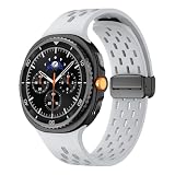 WoPail Silikonowe paski do Samsung Galaxy Watch 8 40 mm, 44 mm, bez szczelin, miękkie, oddychające, sportowe, magnetyczne, regulowane, silikonowe bransoletki do Samsung Watch 8 Classic 46 mm, szare