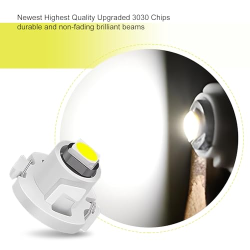 Image of 10 PCS Car T4.2 LED Bulbs, 12 V 3030 SMD High Brightness Dashboard Indicator Light, Plug and Play Wide Angle HVAC Climate Control Bulb, Interior Lighting Replacement for Car (White)