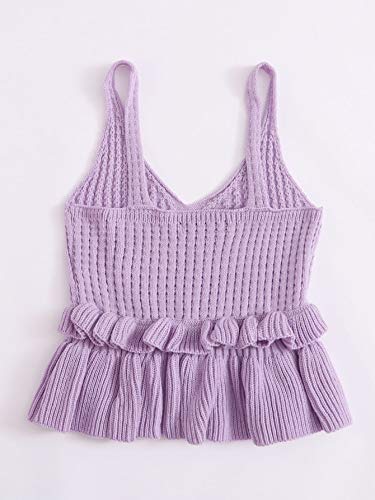 Image of SweatyRocks Women's Casual Sleeveless Peplum Tops Ruffle Hem Cropped Knit Sweater Vests
