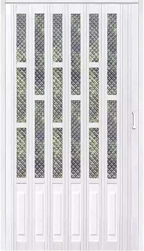 Puerta corrediza Plegable con privacidad, Separador de ambientes con Tiradores y Cristales acrílicos, Ideal para Armario, lavandería, Dormitorio, baño y despensa (Blanco, 163,5 x 203 cm).