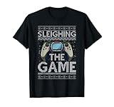 sleighing the game xmas videogioco divertente natale gamer maglietta