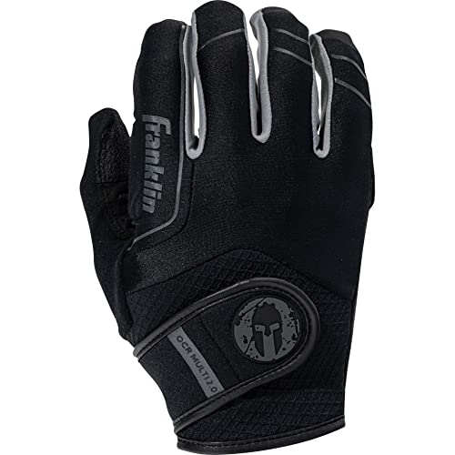 Franklin Sports Spartan Race Gloves - Mens + Womens OCR Obstacle Course Gloves - Pair - Black/Grey - Adult Extra Small - Multi Sport