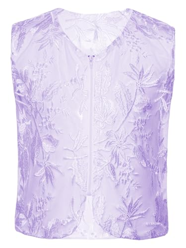 Unisex Boys Girls Vintage Dance Waistcoat Floral Lace Mesh Hippie Vest Top3
