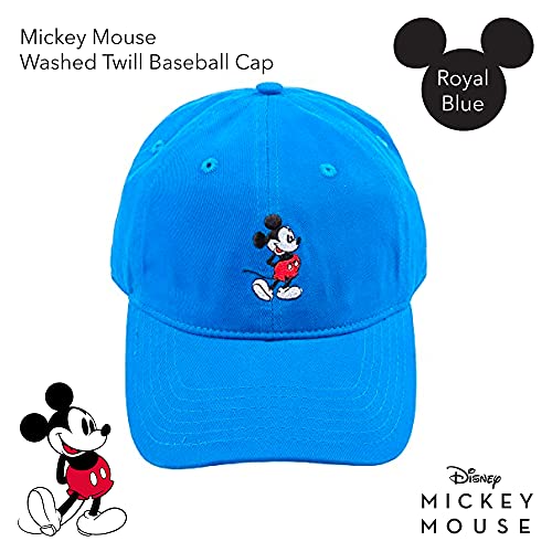 Concept One Disney Mickey Mouse Baseball Hat, Washed Twill Cotton Adjustable Dad Cap, Royal Blue, One Size #TOP1