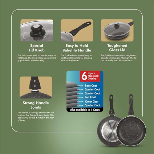 Image of Signoraware Perfecto 6 Layer Coating Non Stick FryPan 24cm | Prevent Sticking | Gas & Induction Compatible | Ideal for Sauteing Veggies, Frying Snacks or Making Gravy & Stir-Fries (1.75 LTR | Steel)