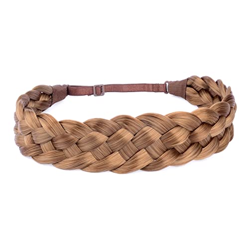 Gledola 5 Strands Synthetic Hair Braid Headband Hair Braided Headband for Women Girl (Sunset Brown)