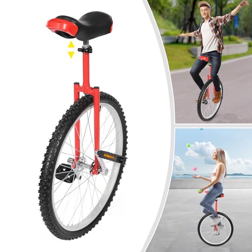 Image of 16 inch /24 inch Wheel Unicycle, Wheel Unicycle with Steel Rim Skid-Proof Tire Adjustable Seat Sports Exercise Bicycle for Daily Fitness
