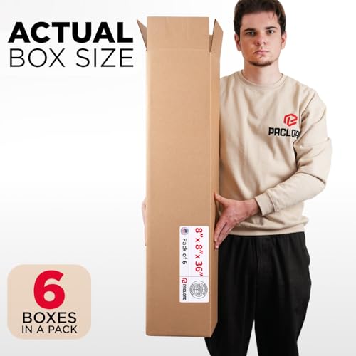 Image of Tall Cardboard Boxes 8 inchL x 8 inchW x 36 inchH (Pack of 6) - USA-Made Packing Boxes for Moving, Shipping, or Storage - USPS, UPS, FedEx Approved - Professional Packing Supplies for Moving | USA-Made Packing Boxes for Moving, Shipping, or Storage - USPS, UPS, FedEx Approved - Professional Packing Supplies