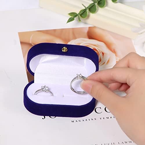 AIEX Velvet Ring Box Wedding Velvet Double Slots Ring Box Lightweight Smooth Engagement Ring Box for Party Valentine's Day Wedding Bridal Photo for Proposal Souvenir Engagement