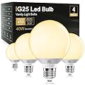 TJOY G25 LED Globe Light Bulbs, Vanity Light Bulb for Bathroom 40W Equivalent, 2700K Soft Warm White E26 Base, Round Decorative Bulb for Vanity Makeup Mirror, CRI85+, 450LM, Non-Dimmable, UL, 4 Pack