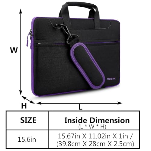 Image of Hseok Laptop Shoulder Bag 15 15.6 16 Inch Briefcase,Compatible MacBook Pro /Neo 16 inch,MacBook Air /Pro 15,XPS 15 /16 and most 15.6-16 and Most 15-16 Notebooks,Spill-Resistant Handbag,Black Purple