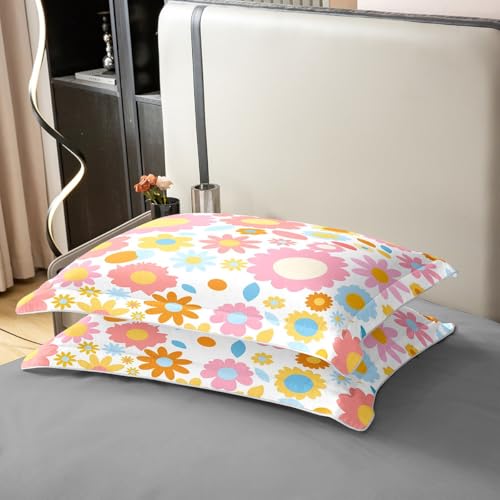 Juego de ropa de cama de algodón 200 x 200 cm de flores y arco iris 6