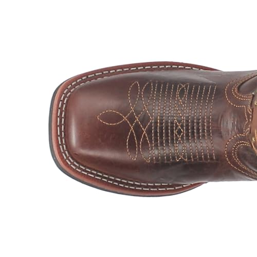 Laredo Womens Lockhart Studded Embroidered Square Toe Casual Boots Mid Calf Low Heel 1-2" - Brown4