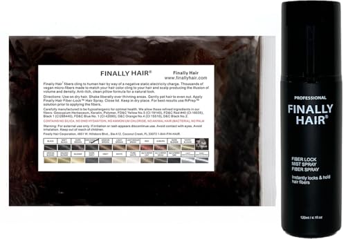 Finally Hair Fiber &amp; Hold Spray Kit (Dark Chocolate Brown, 50g Refill)