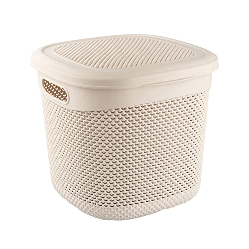 7H SEVENON Cesta Mediana Cuadrada con Tapa 15 litros 7house