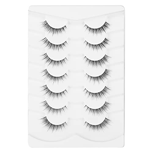 Gmagictobo Natural Lashes - Short Wispy False Eyelashes, Clear Band, Light Volume, Soft Fake Eye Lashes - 7 Pairs Multipack