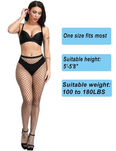 Image of Fishnet Stockings For Women High Waisted Fishnet Tights Sexy Wide Mesh Fishnet Stockings