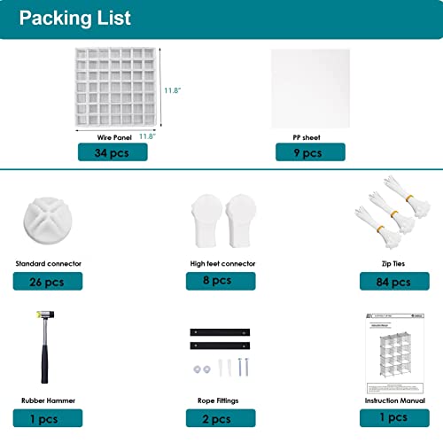 Anwbroad Wire Cube Storage Organizer 9 Cube Metal Grids Shelves Storage Bins Shelving Stackable Modular Bookshelf Shelf Cubbies Unit Closet Cabinet For Living Room Office White Lwt009T #TOP7