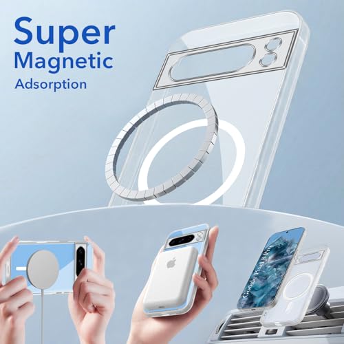 Image of Jkobi Lifetime Anti-Yellow MagSafe Compatible Clear Back Cover Case for Google Pixel 8 Pro (Sleek Hard Crystal | Shockproof and Camera Protection)